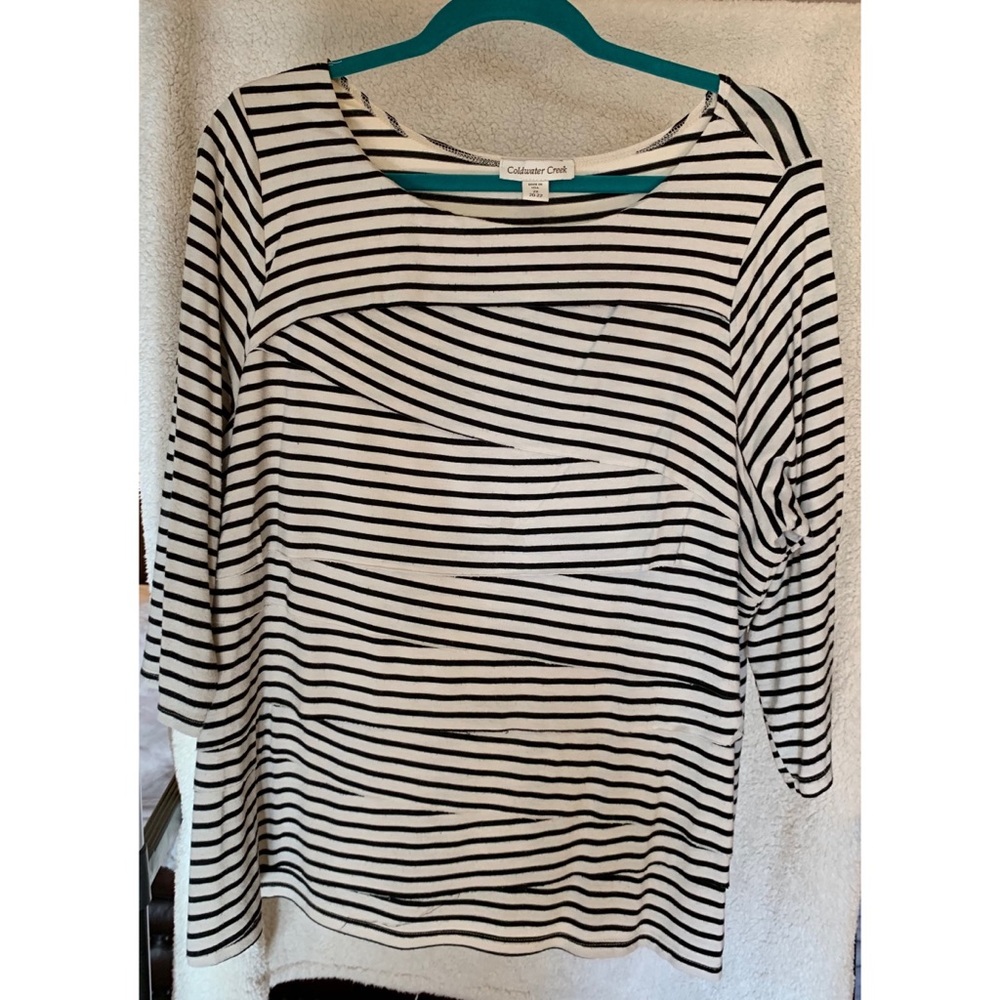 Coldwater Creek Striped 3/4 Sleeve Top